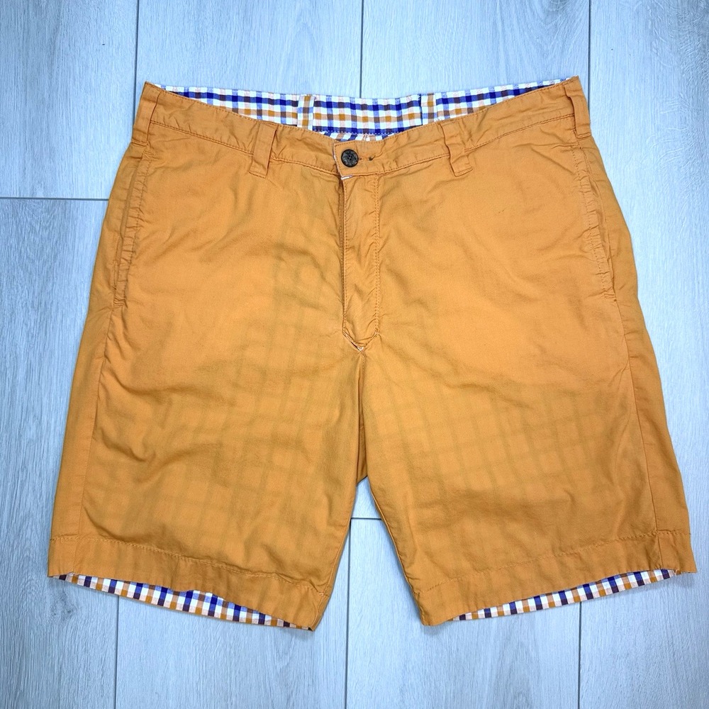 Unbranded Mens 35 Waist Reversible Orange Gingham Shorts Clemson Paw‎ Summer
